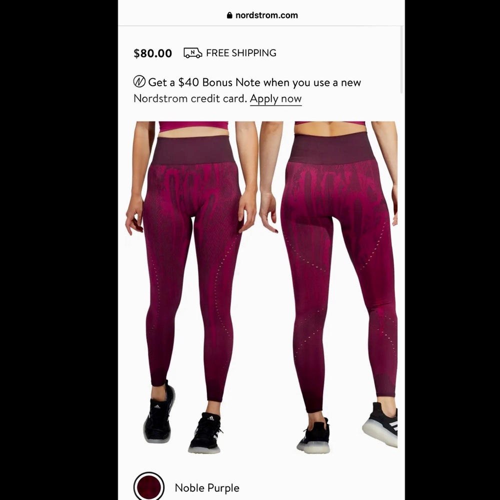 Adidas Women Noble Purple High Waist Primeknit Leggings Size XS NWT